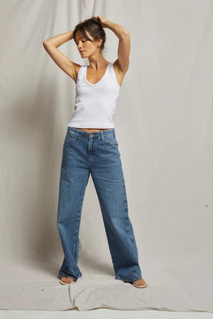 perfectwhitetee Maria V-neck Rib Tank in White