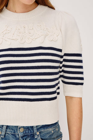 Rails Martha Short Sleeve Knit in Ivory/Navy