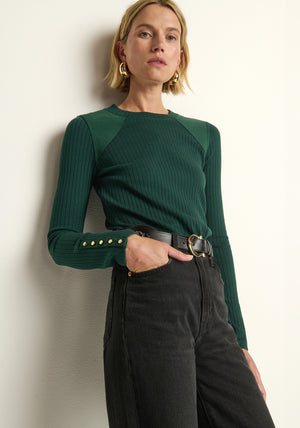 Nation Maxine Long Sleeve Top in Pine