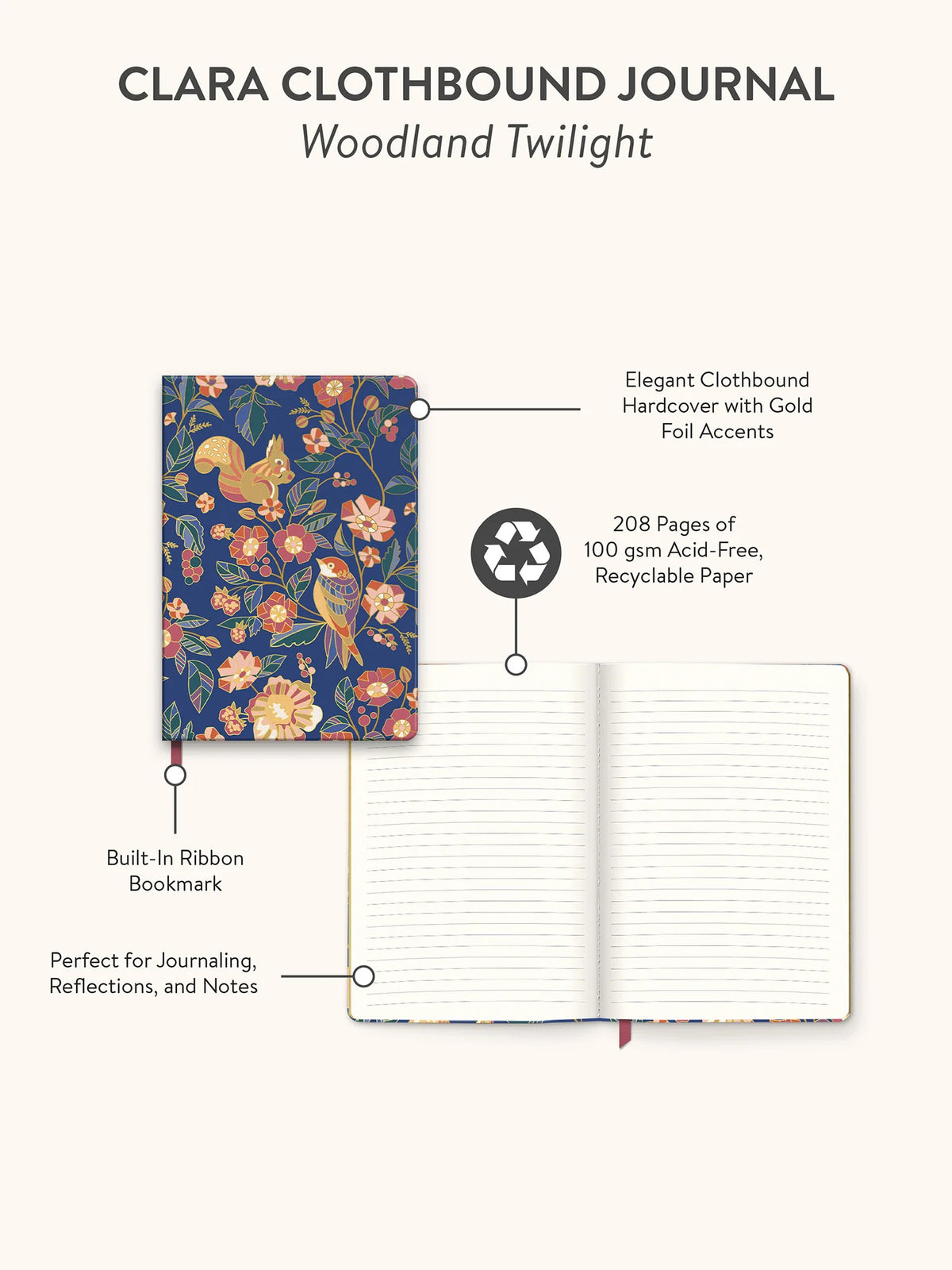Studio Oh! Woodland Twilight Clara Clothbound Journal