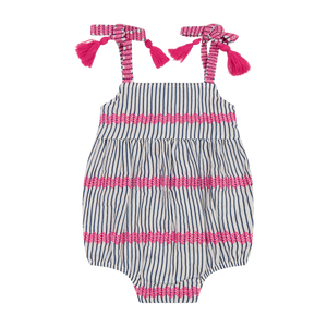 Mer St Barth Zoe Romper in Marine Stripe Embroidery