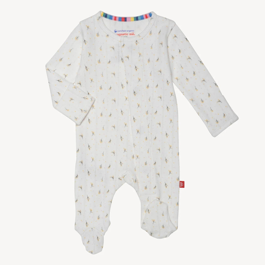 Magnetic Me Organic Cotton Footie in Floral Pointelle