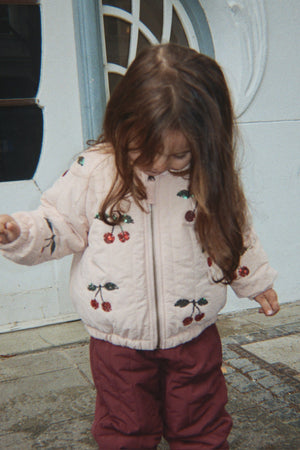 Konges Slojd Juno Sequin Bomber Jacket in Cameo Rose Cherries