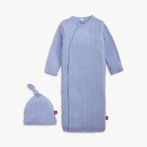 Magnetic Me Organic Cotton Sleeper Gown + Hat Set in Wisteria