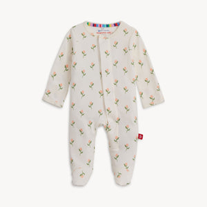 Magnetic Me Organic Cotton Footie in Floral Chicken Tender