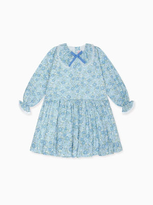 La Coqueta Maribela Drop Waist Dress in Blue Floral