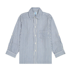 Mer St Barth Boy's Remi Button Front Shirt Marine Stripe
