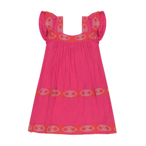 Mer St Barth Women's Mini Sandrine Dress Raspberry Embroidery