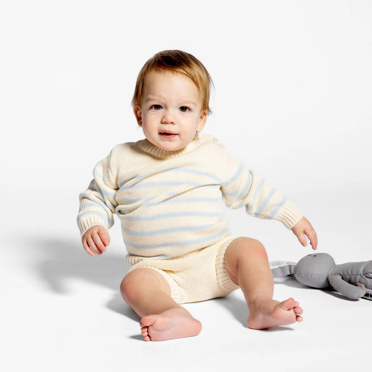 Minnow Stripe Sweater in Cream/Blue