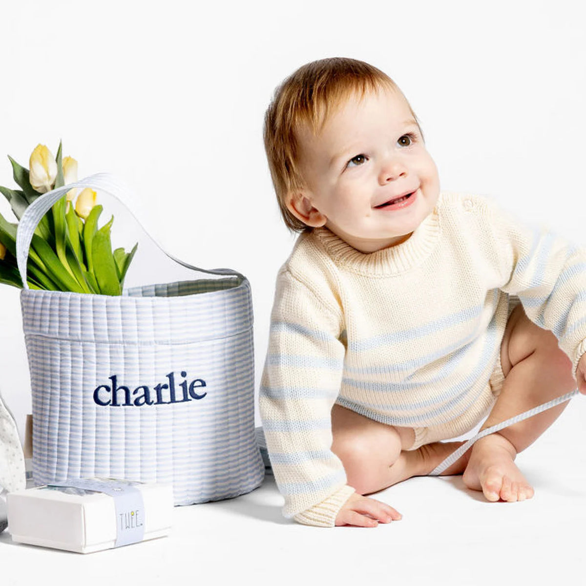 Minnow Stripe Sweater in Cream/Blue