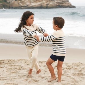 Minnow Stripe Sweater in Cream/Navy