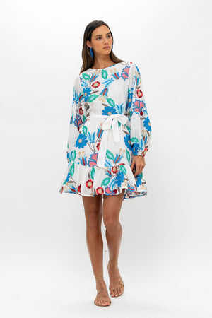 Oliphant Long Sleeve Flirty Short Dress in Monet