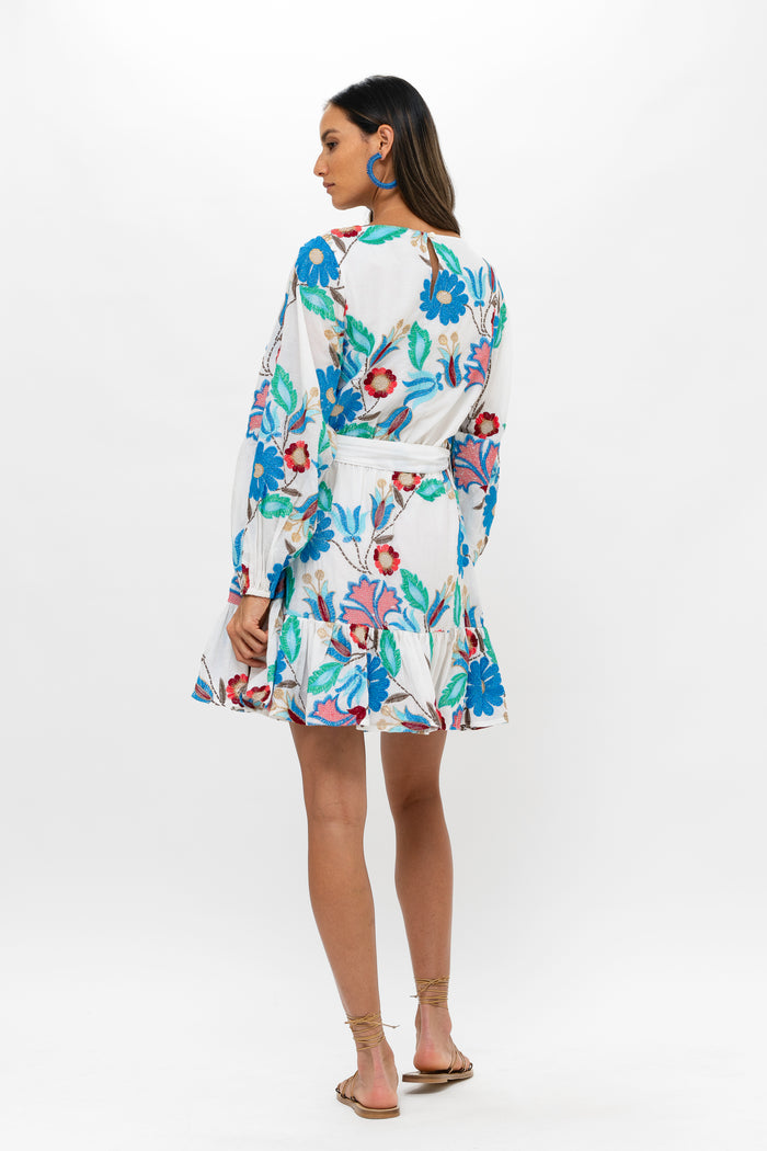 Oliphant Long Sleeve Flirty Short Dress in Monet