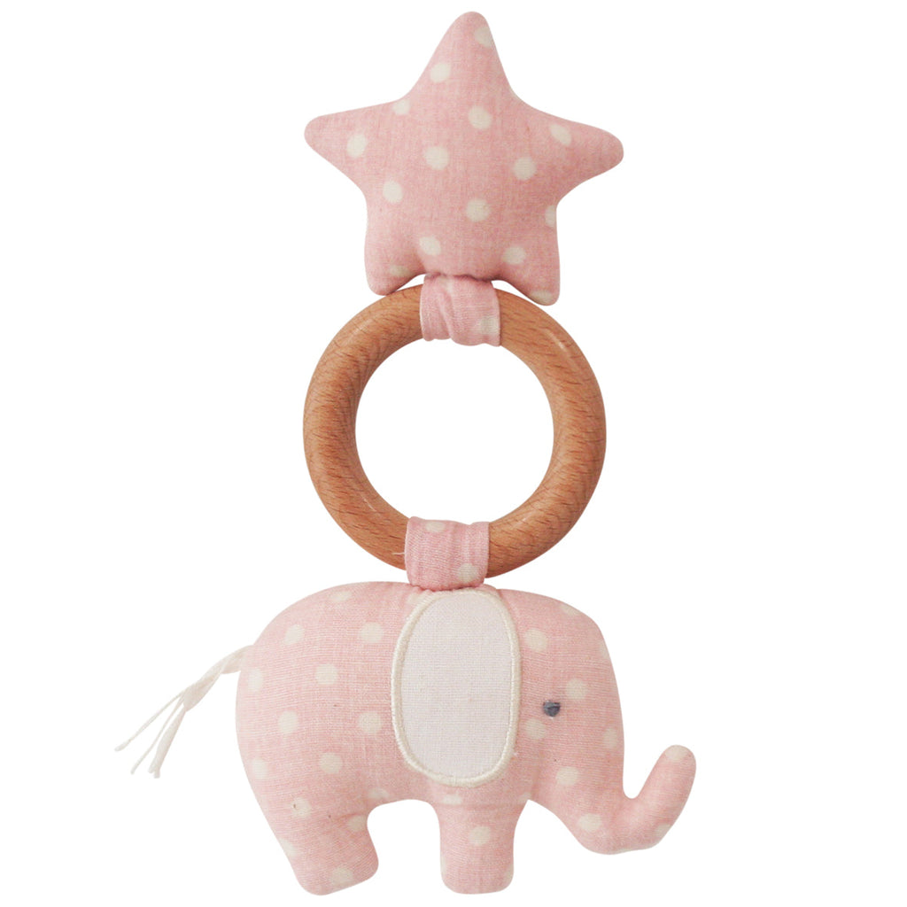 Alimrose Elephant Star Teether in Pink Spots