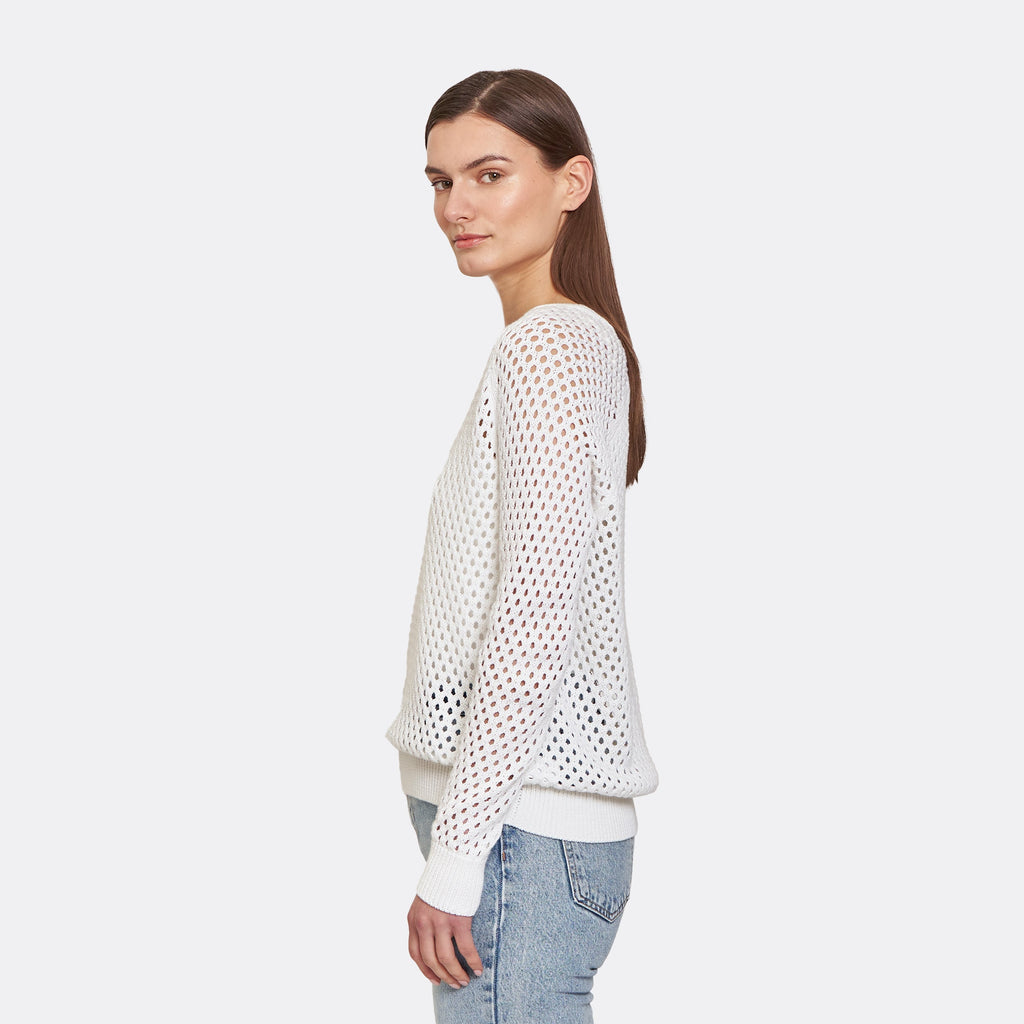 Autumn Cashmere Mesh V-neck Sweater in Bleach White