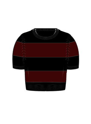 Rugby Striped Cropped S/S Crew