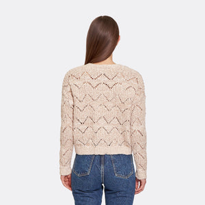 Autumn Cashmere Pointelle Marled Cardigan in Sand Combo