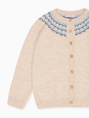 La Coqueta Neila Merino Cardigan in Oatmeal