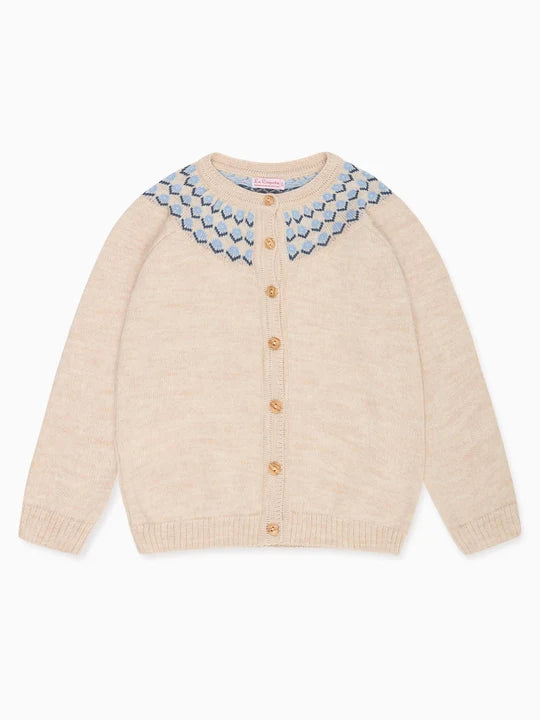 La Coqueta Neila Merino Cardigan in Oatmeal