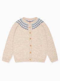 La Coqueta Neila Merino Cardigan in Oatmeal