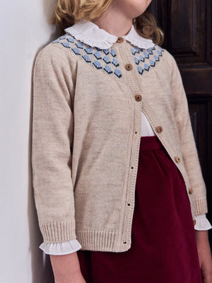 La Coqueta Neila Merino Cardigan in Oatmeal