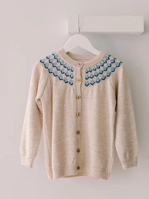 La Coqueta Neila Merino Cardigan in Oatmeal