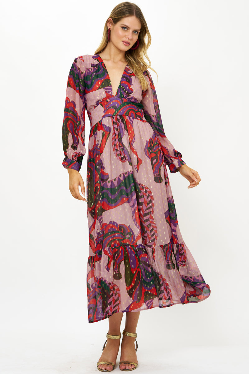 Oliphant Tie Back Maxi in Arabia Crimson