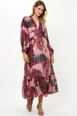 Oliphant Tie Back Maxi in Arabia Crimson