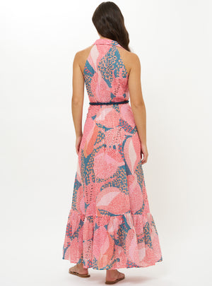 Oliphant Sleeveless Shirt Dress Maxi in Nautilus Navy
