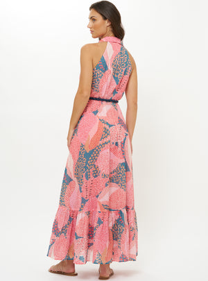 Oliphant Sleeveless Shirt Dress Maxi in Nautilus Navy