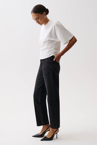 Pistola Lexi Mid Rise Bowed Straight Leg Jean in Black Night