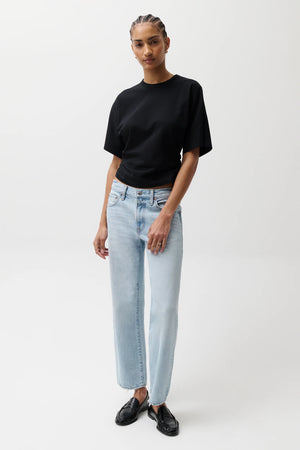 Pistola Lexi Mid Rise Bowed Straight Jean in Dolce Vita