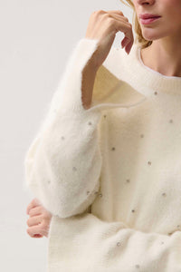 Pistola Luna Embellished Sweater in Winter White
