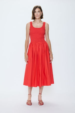 Pistola Alessia Smocked Top Midi Dress in Maraschino