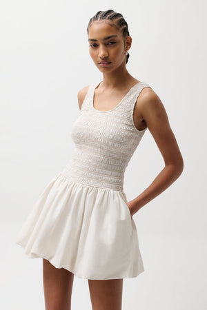 Pistola Ilona Bubble Hem Dress in Soft White