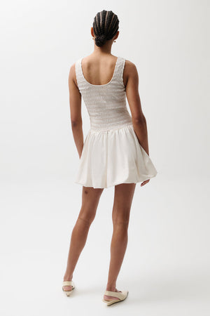 Pistola Ilona Bubble Hem Dress in Soft White