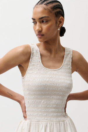 Pistola Ilona Bubble Hem Dress in Soft White