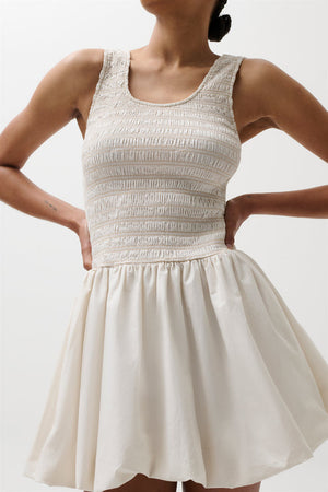 Pistola Ilona Bubble Hem Dress in Soft White
