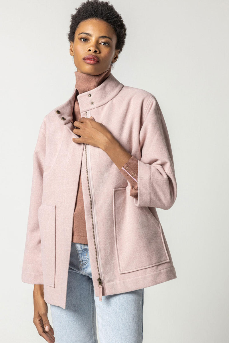 Lilla P Zip Front Jacket with Pockets in Blush