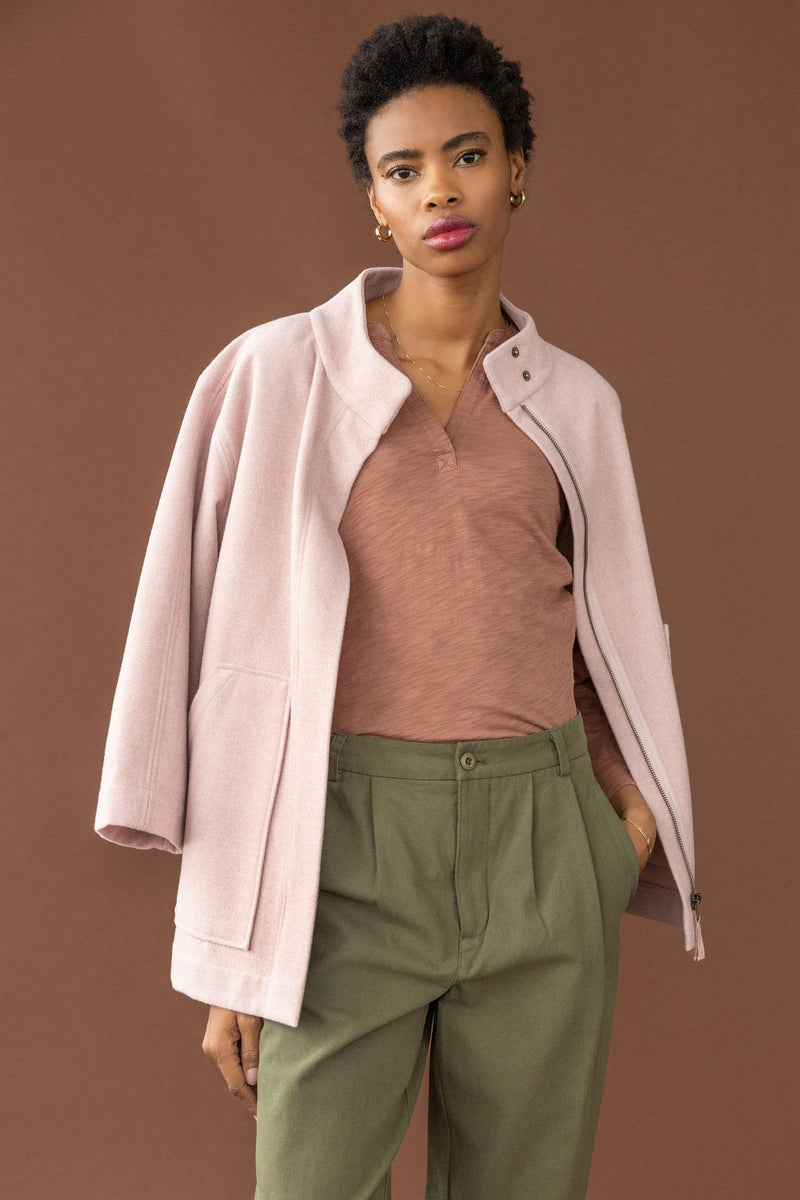 Lilla P Zip Front Jacket with Pockets in Blush