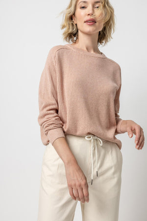 Lilla P Saddle Sleeve Pullover in Cameo