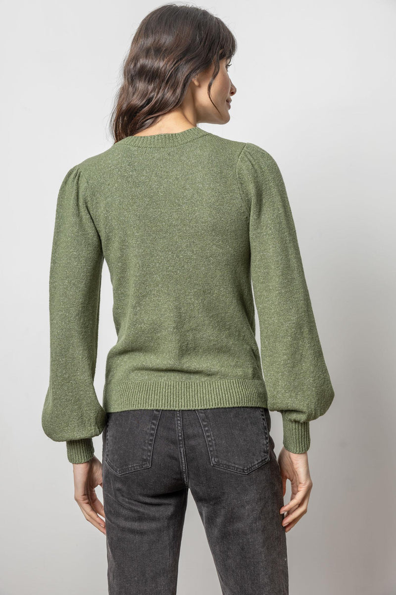 Lilla P Full Sleeve V-Neck Sweater in Wintergreen