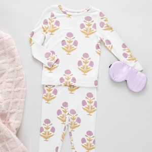 Pink Chicken Bamboo Pajama Set in Lavender Dandelion