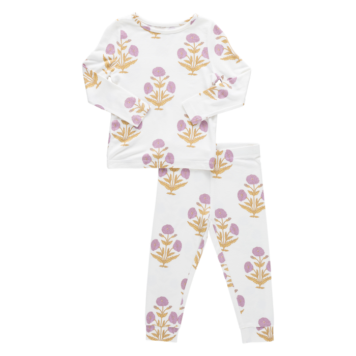 Pink Chicken Bamboo Pajama Set in Lavender Dandelion