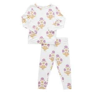 Pink Chicken Bamboo Pajama Set in Lavender Dandelion