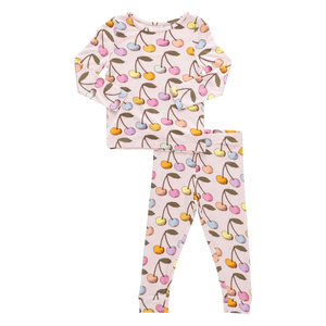 Pink Chicken Bamboo Pajama Set in Cloud Pink Cherry