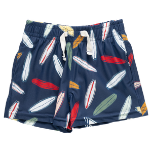 Pink Chicken Boys Swim Trunk in Navy Surfboard