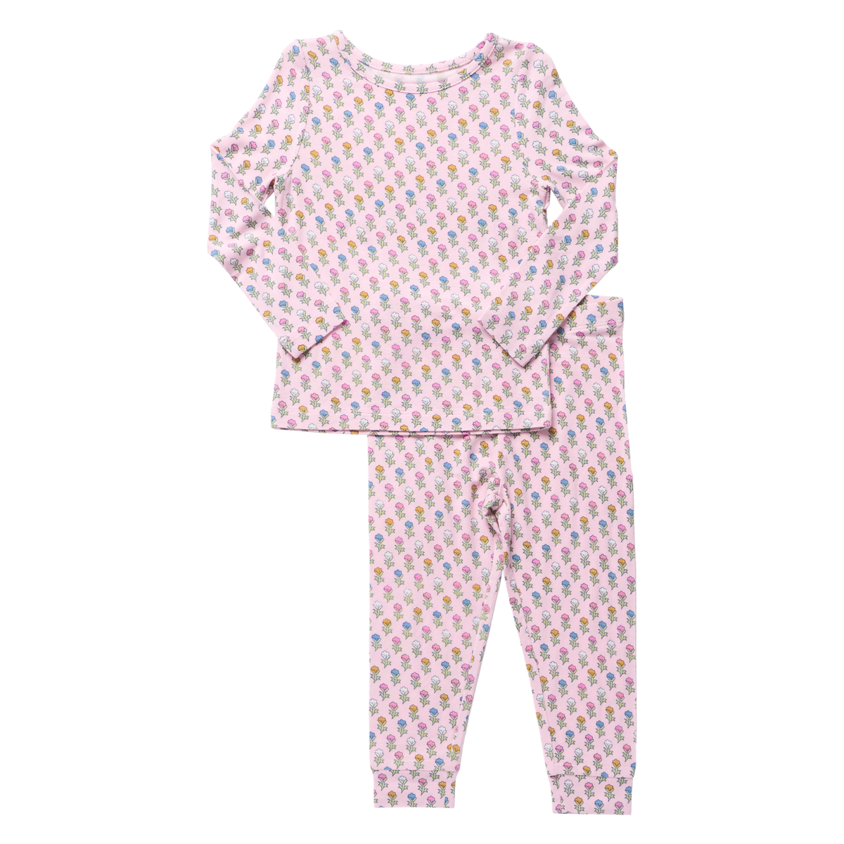 Pink Chicken Bamboo Pajama Set in Pink Carnations