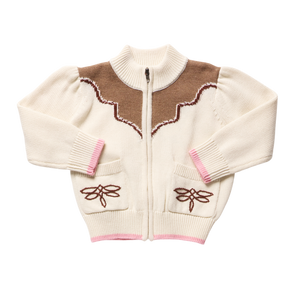 Pink Chicken Western Zip Sweater in Cream