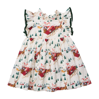 Pink Chicken Girls Jennifer Dress in White Santa Sleigh
